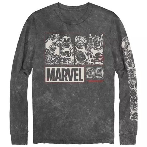Marvel Other - Marvel 39 Distressed Long Sleeve Cotton Graphic T-Shirt NWT Size 2XL New